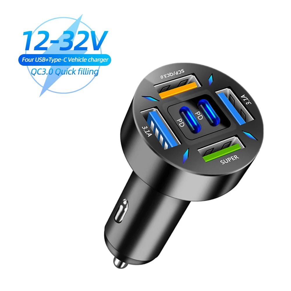Chargeur Voiture 150W 5 en 1 – USB - C PD & QC3.0 – Charge Rapide Allume - Cigare Noctiora™ – confort, ergonomie et sommeil réparateur