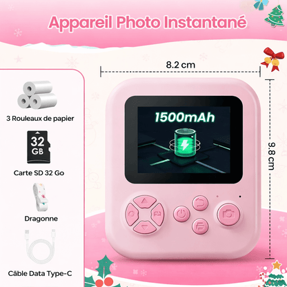 Appareil photo instantané enfant – De 3 à 10 ans, impression immédiate Noctiora™ – confort, ergonomie et sommeil réparateur