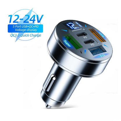 Chargeur Voiture 150W 5 en 1 – USB - C PD & QC3.0 – Charge Rapide Allume - Cigare Noctiora™ – confort, ergonomie et sommeil réparateur