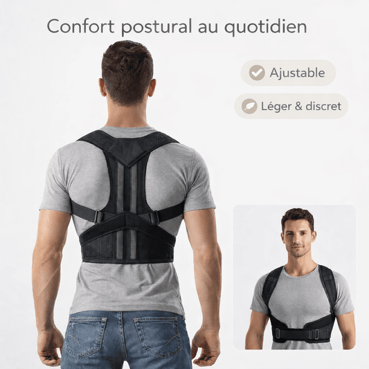 Correcteur de posture Premium Ultra Confort – Maintien dos & épaules réglable Noctiora™ – confort, ergonomie et sommeil réparateur
