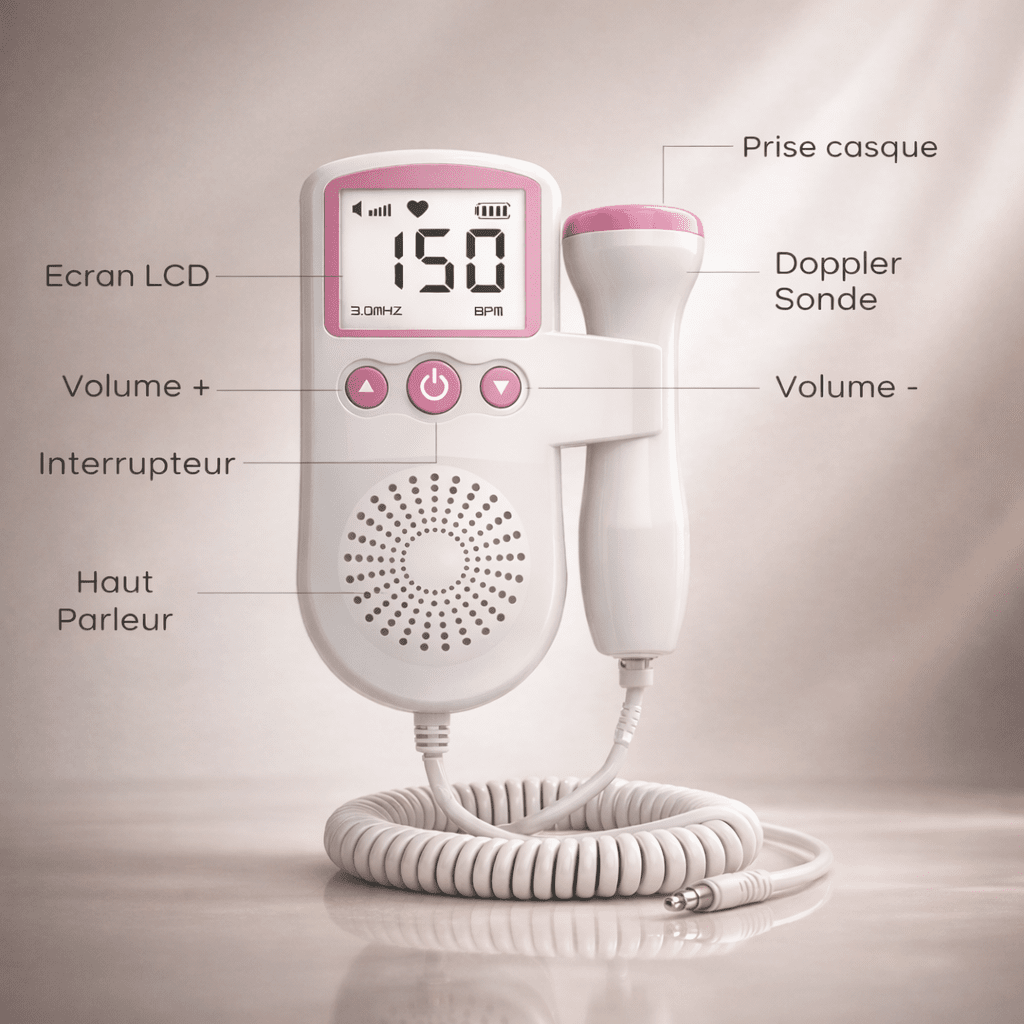 Doppler Fœtal Grossesse – Écoute Cœur Bébé à la Maison Noctiora™ – confort, ergonomie et sommeil réparateur