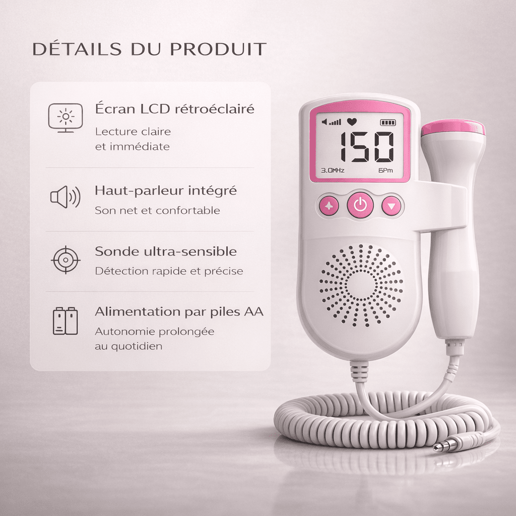 Doppler Fœtal Grossesse – Écoute Cœur Bébé à la Maison Noctiora™ – confort, ergonomie et sommeil réparateur