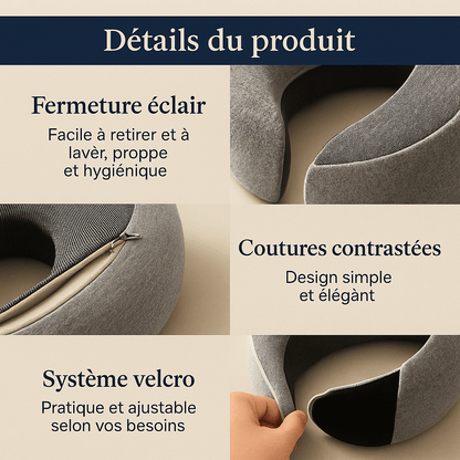 Oreiller de Voyage à Mémoire de Forme 360° | Noctiora™ - Noctiora